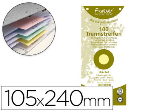 Separador exacompta cartolina de 180 gr conjunto de 100 separadores 105x240 mm com 2 furos cor amarelo , Exacompta , 75639 , 3130630134251